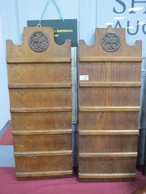 Lot 1374 - XX Century pair of oak Hymn boards 73.5 cm high.