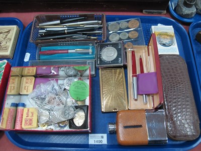 Lot 1400 - Parker Pens, coins, badges, other pens, Rolls...