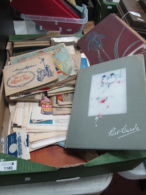 Lot 1180 - Postcard albums (part full), cigarette cards,...