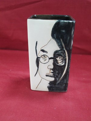 Lot 1317 - Burslem Pottery Four Face Beatle Square Vase,...