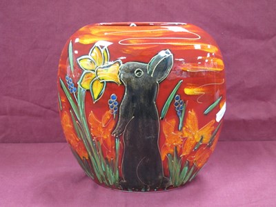 Lot 1279 - Anita Harris 'Cute Bunny Sniffing a Daffodil'...