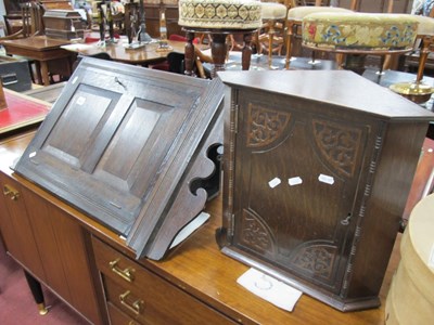 Lot 1651 - XX Century Oak Corner Cupboard, with a shaped...