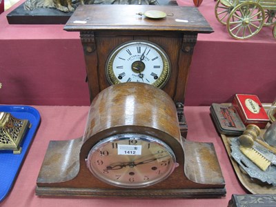 Lot 1412 - Late XIX Century oak mantel clock 'Fattorini...