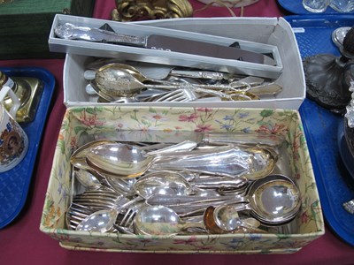 Lot 1362 - Silver Handled Cake Knife, plated cutlery...