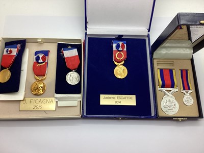 Lot 738 - Four Boxed French Labour Medals, together with...
