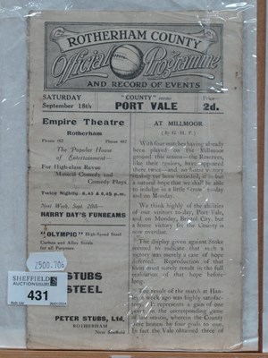 Lot 431 - 1920-1 Rotherham County v. Port Vale Eight...