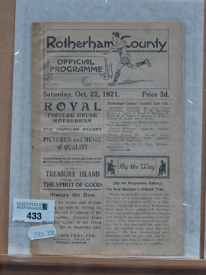 Lot 433 - 1921-2 Rotherham County v. Barnsley Twelve...