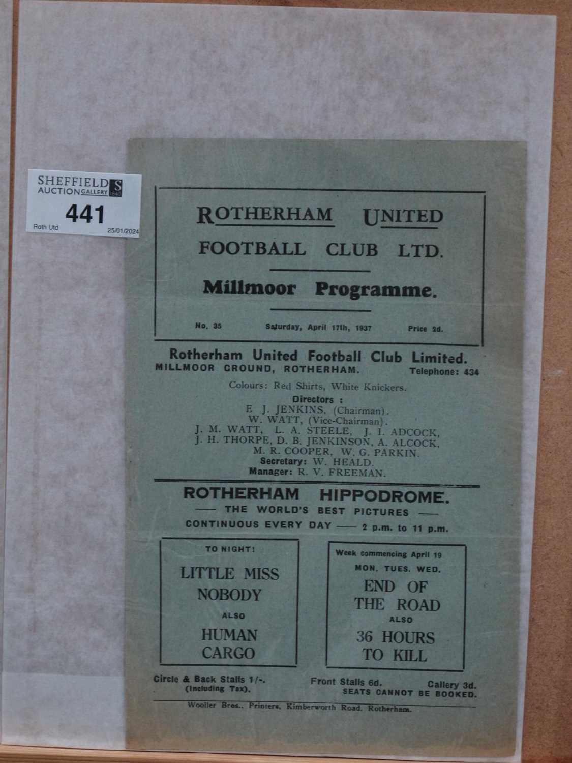 Lot 441 - 1936-7 Rotherham United v. Chester Eight Page...