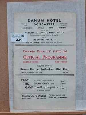 Lot 449 - 1938-9 Doncaster Rovers Reserves v. Rotherham...