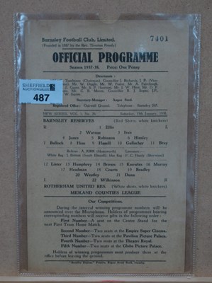 Lot 487 - 1937-8 Barnsley Reserves v. Rotherham United...