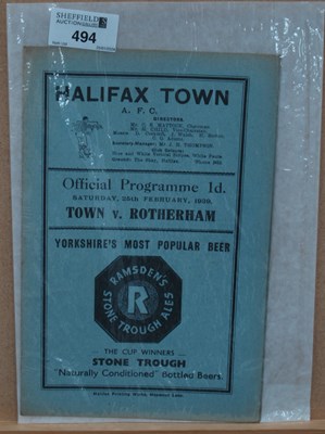 Lot 494 - 1938-9 Halifax Town v. Rotherham United Eight...