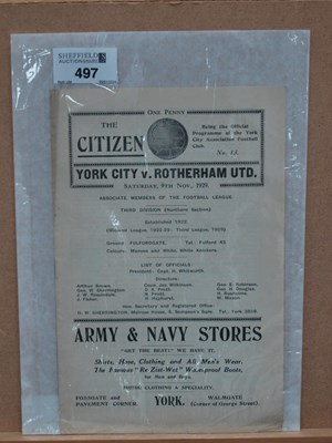 Lot 497 - 1929-30 York City v. Rotherham United Eight...