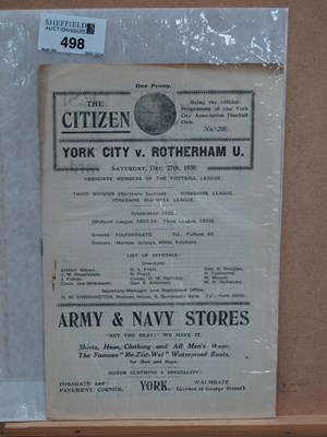 Lot 498 - 1930-1 York City v. Rotherham United Eight...