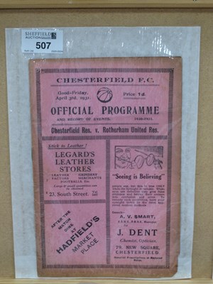 Lot 507 - 1930-1 Chesterfield Reserves v. Rotherham...