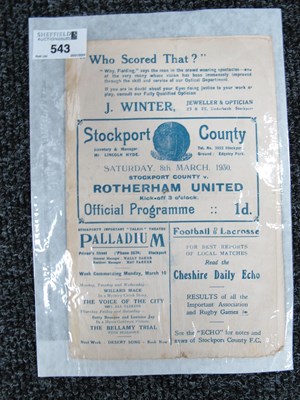 Lot 543 - 1929-30 Stockport County v. Rotherham United...