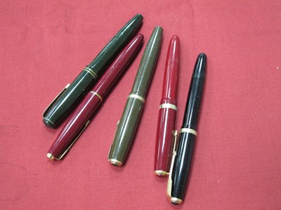 Lot 1335 - Parker pens all with 14K good nibs. (5)