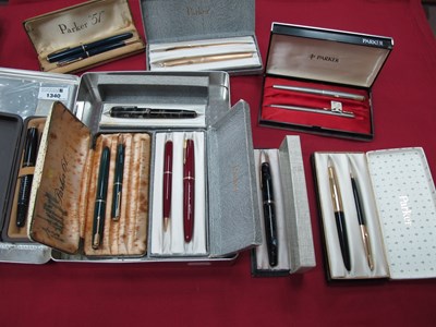 Lot 1340 - Parker pens all boxed many with 14K gold nibs...