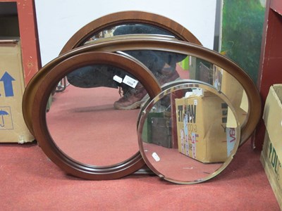 Lot 1058 - Three circular mirrors two with mahogany...