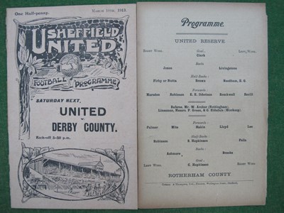 Lot 602 - 1910 Sheffield United Reserves v. Rotherham...