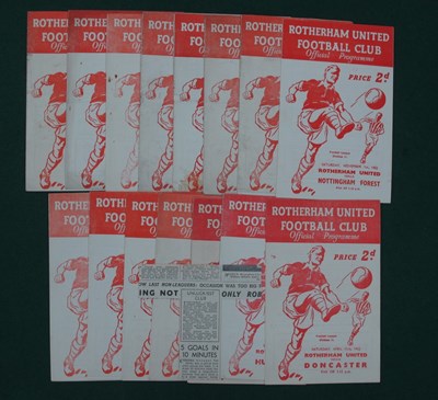 Lot 517 - Rotherham United 1952-3 Home Programmes v....