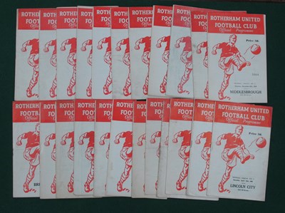 Lot 515 - Rotherham United 1959-60 Home Programmes,...